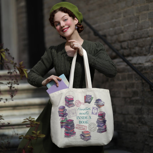 Travelling Library Canvas Tote Bag