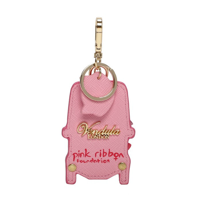 Vendula X Pink Ribbon Foundation - London Cats & Corgis Floral Pink Bus Key Charm