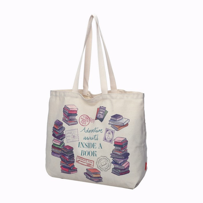 Travelling Library Canvas Tote Bag