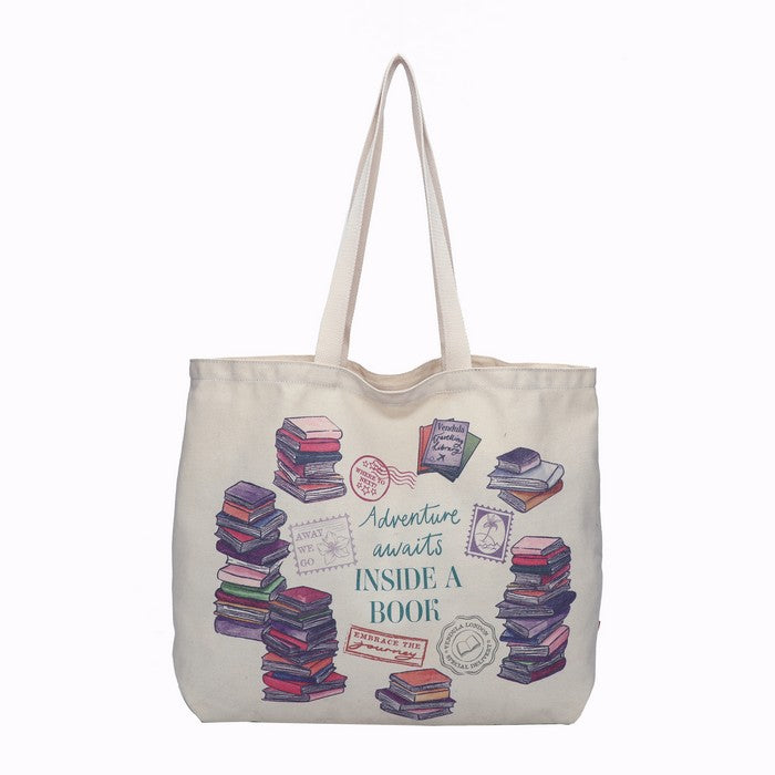 Travelling Library Canvas Tote Bag
