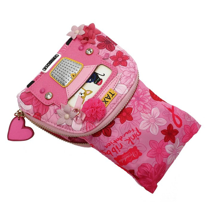 Vendula X Pink Ribbon Foundation - London Cats & Corgis Floral Folding Shopper & Purse