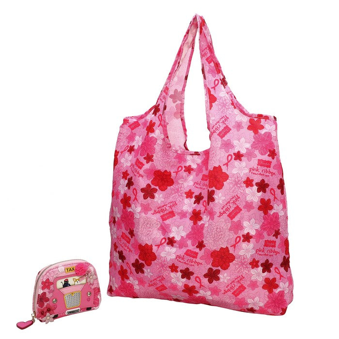 Vendula X Pink Ribbon Foundation - London Cats & Corgis Floral Folding Shopper & Purse