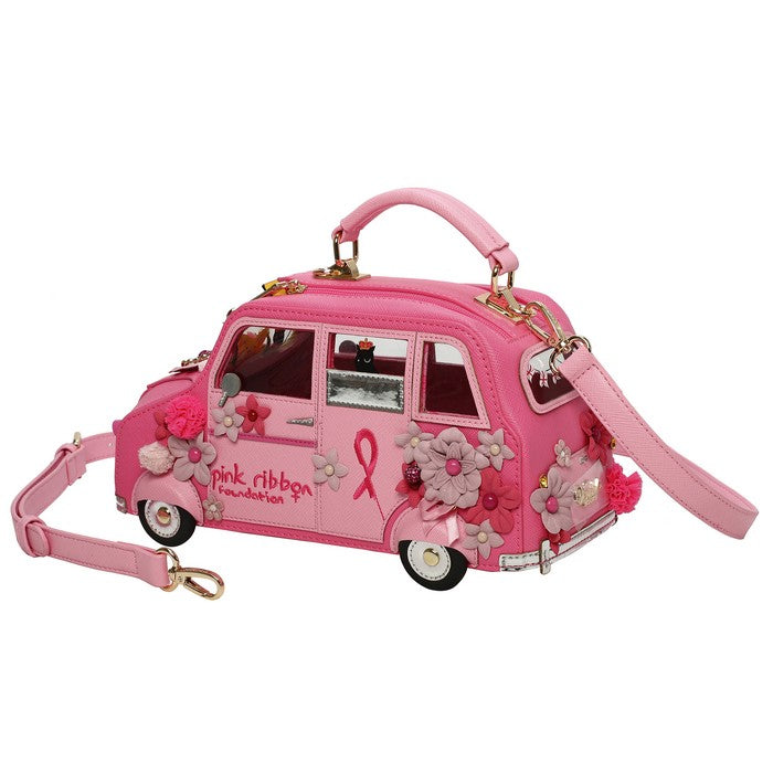 Vendula X Pink Ribbon Foundation - London Cats & Corgis Floral Pink Taxi