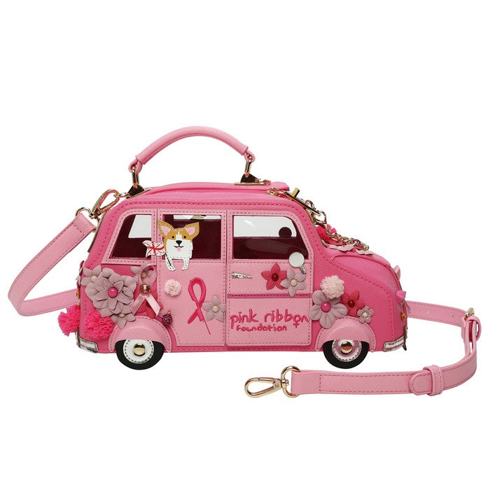 Vendula X Pink Ribbon Foundation - London Cats & Corgis Floral Pink Taxi