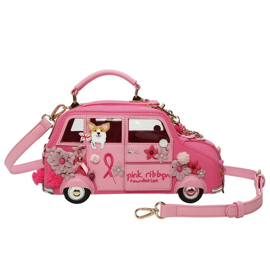Vendula X Pink Ribbon Foundation - London Cats & Corgis Floral Pink Taxi