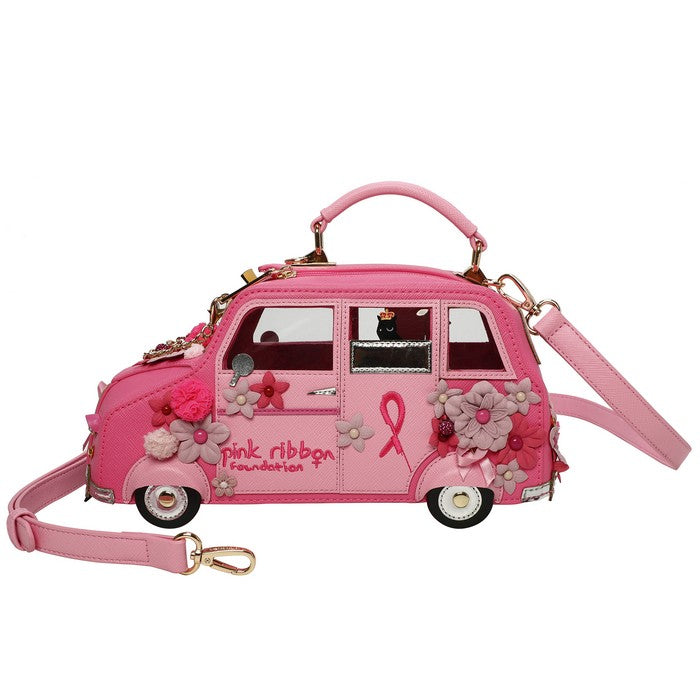 Vendula X Pink Ribbon Foundation - London Cats & Corgis Floral Pink Taxi