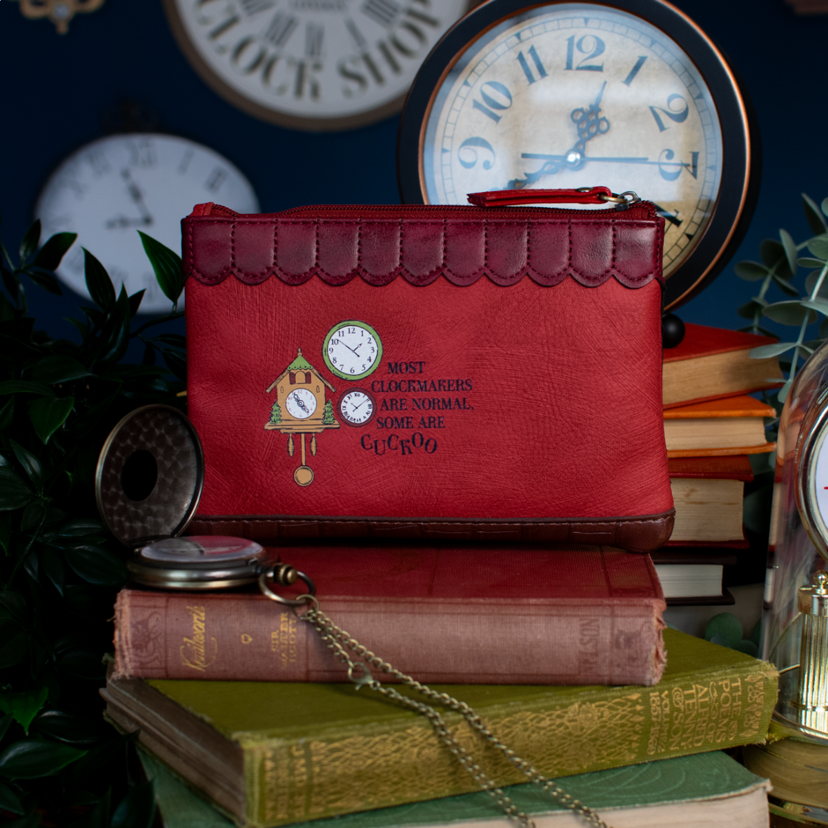 Tick Tock Clock Shop Zipper Coin Purse