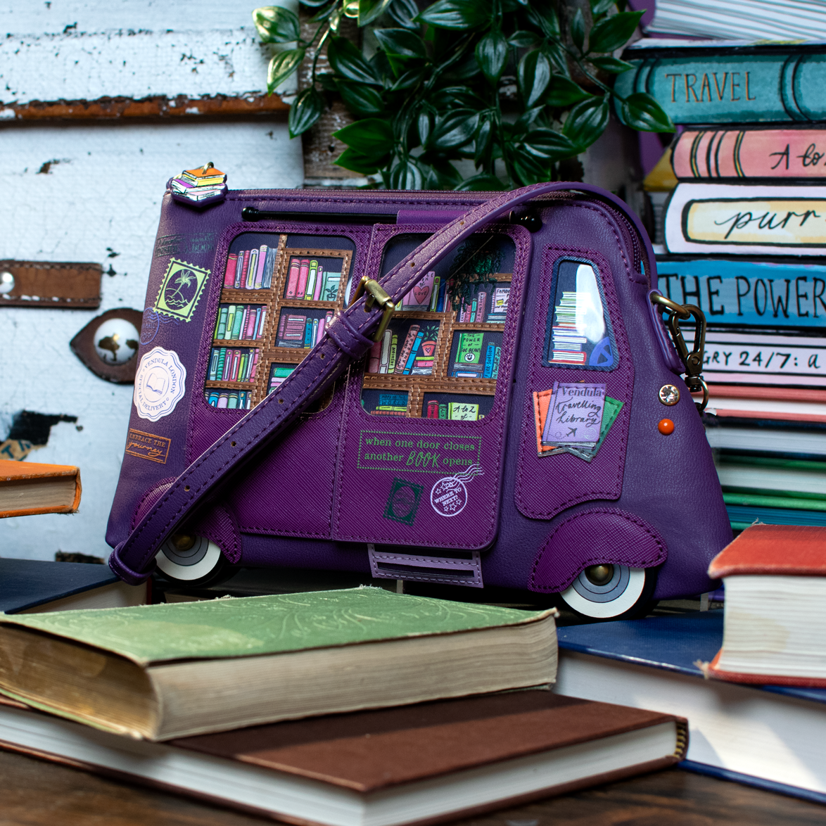 Vendula Travelling Library Truck Crossbody Bag